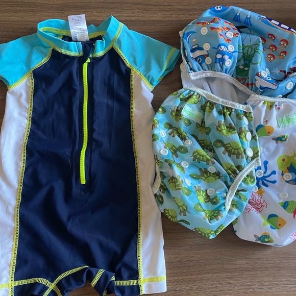 Baby Swimsuit and Swim Diapers. Size 0-3 months/Small - Picture 1 of 6